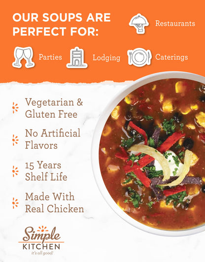 Simple Kitchen Garden Vegetable Soup Mix - 17 Servings for Meal Prep, Gluten Free, Vegetarian, Dehydrated & Freeze Dried Survival Food for Camping Meals, Backpacking & Hiking, Survival Kit, Pack of 4