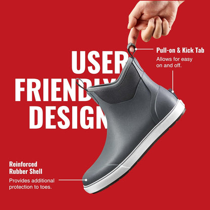 Piscifun Men’ s Deck Boots, Waterproof Fishing Rain Boots, Anti-Slip Rubber Boots with Breathable Neoprene Lining