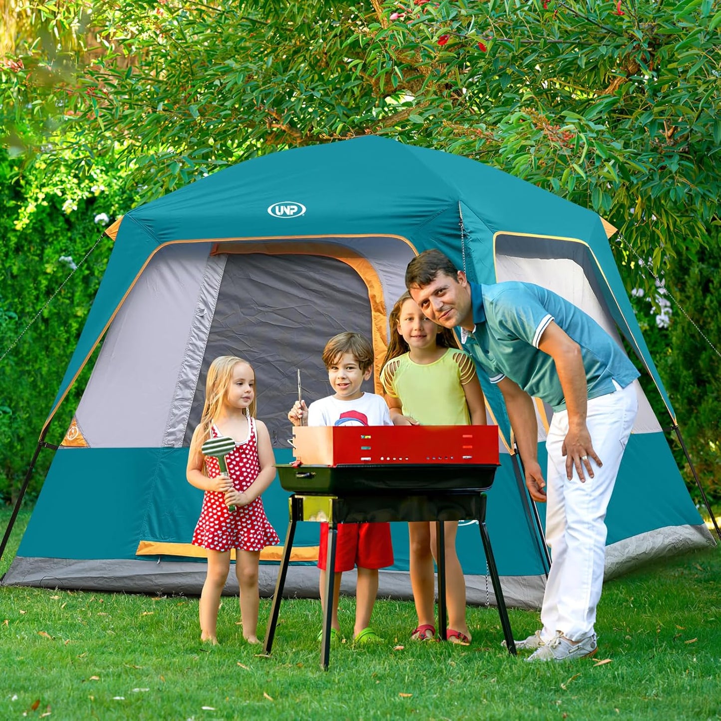 UNP 4-Person Cabin Tent and Dome Tent Portable Cabin Tent, Camping Tent 4-Person Easy Set Up, Waterproof with Top Rainfly for Outdoor Camping/Hiking