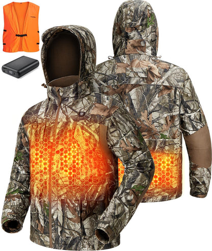 TIDEWE Heated Jacket for Men with Battery Pack, Zippered Back Pocket with Heater (Next Camo G2, Size S-XXXL)
