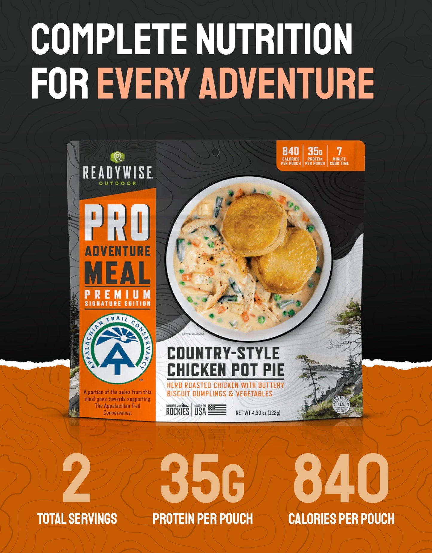 ReadyWise Outdoor Pro Adventure Meal - Breakfast Skillet, 2 Servings, 1 Pouch, Gluten Free, 700 Calories, 36g Protein, Freeze Dried Food & Dehydrated Backpacking Camping Meals, up to 5 Year Shelf Life