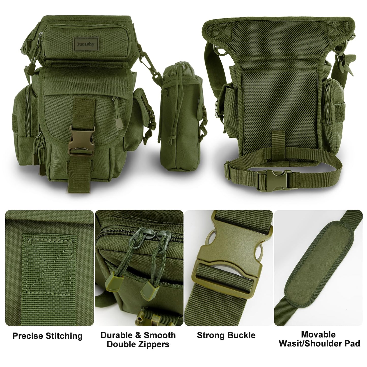 Jueachy Drop Leg Bag for Men Tactical Metal Detecting Thigh Pack with Water Bottle Pouch