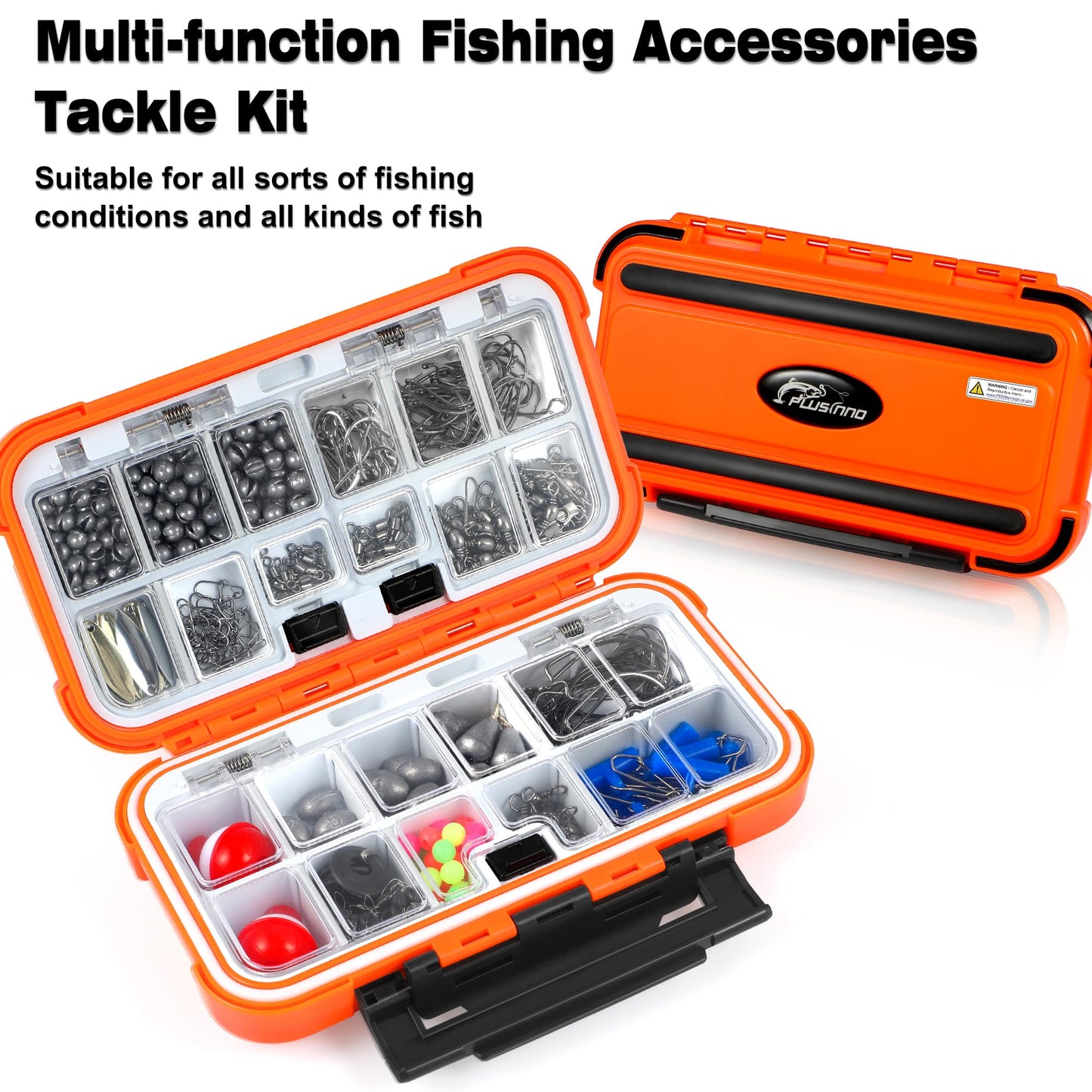 PLUSINNO 253/387pcs Fishing Gear Accessories Kit, Fishing Tackle Box with Tackle Included, Fishing Hooks, Fishing Weights Sinkers, Spinner Blade, Fishing Equipment for Bass Trout Bluegill Crappie