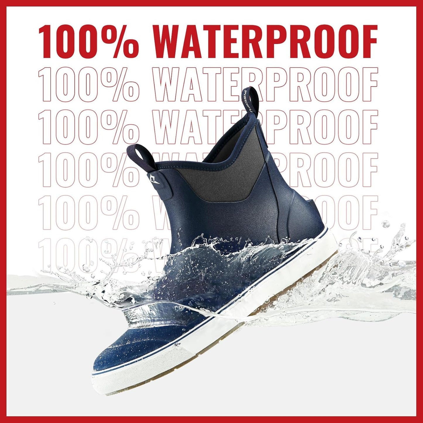 Piscifun Men’ s Deck Boots, Waterproof Fishing Rain Boots, Anti-Slip Rubber Boots with Breathable Neoprene Lining