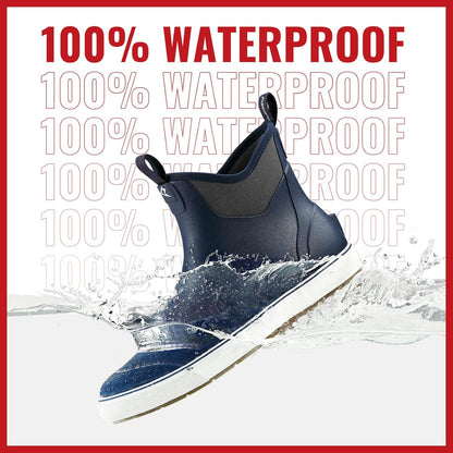 Piscifun Men’ s Deck Boots, Waterproof Fishing Rain Boots, Anti-Slip Rubber Boots with Breathable Neoprene Lining