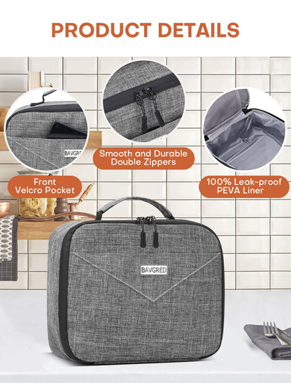 BAVGRED Lunch Box Insulated Soft Lunch Bag, Freezable and Reusable Mini Cooler, Thermal Meal Tote Containers with Exterior & Interior Pockets for Work, Outdoor Meal