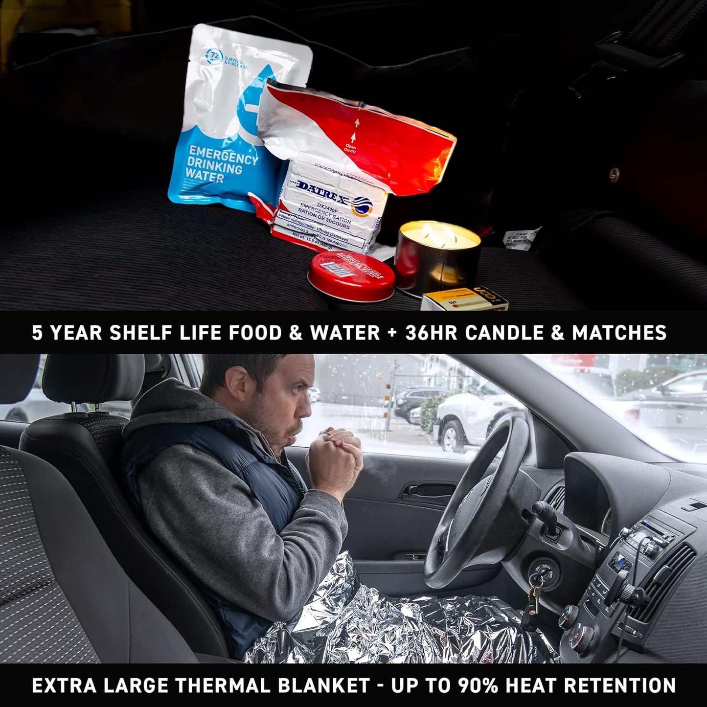 72 HRS Essential Backpack Car Kit (Black)