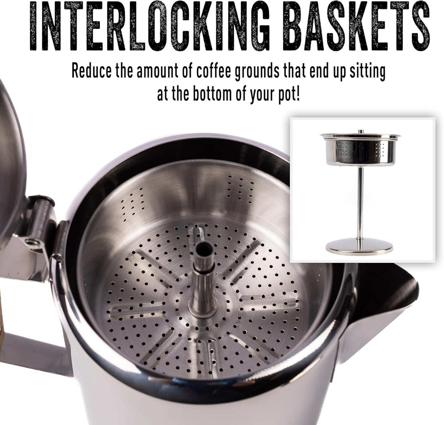 Ready Hour 9 Cup Stainless Steel Coffee Pot | Stovetop Percolator | Coffee Maker for Everyday Use, Camping Trips, and Off-Grid Preparedness