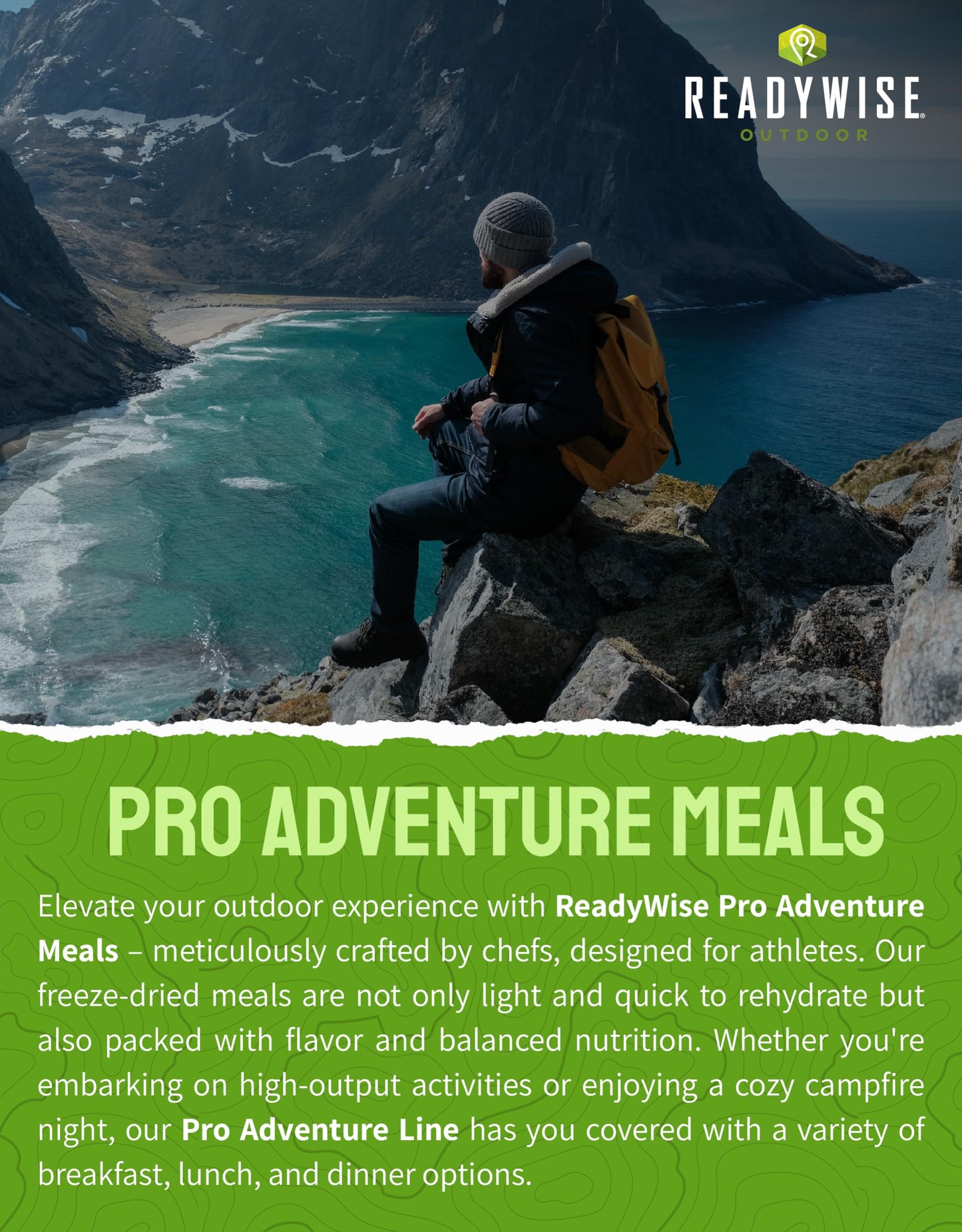 ReadyWise Outdoor Pro Adventure Meal - Breakfast Skillet, 2 Servings, 1 Pouch, Gluten Free, 700 Calories, 36g Protein, Freeze Dried Food & Dehydrated Backpacking Camping Meals, up to 5 Year Shelf Life