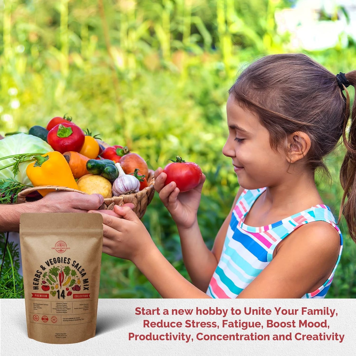 Organo Republic 14 Herb, Tomato & Chili Pepper Gardening Seeds Salsa Variety Pack for Outdoors & Indoor Garden 5180+ Non-GMO Heirloom Seeds Cilantro, Basil, Oregano, Parsley, Onion, Pepper Tomato Seed