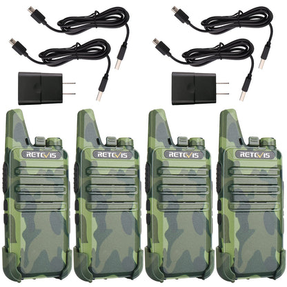 Retevis RT22 Two Way Radio Long Range Rechargeable,Portable 2 Way Radio, USB-C Charging, Handsfree Walkie Talkies for Adults Cruise Hiking Camping(4 Pack)