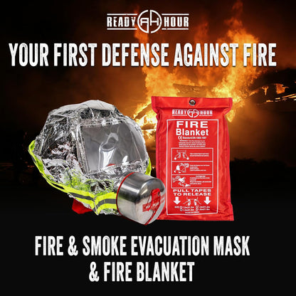 Fire Evacuation Mask & Fire Blanket | Emergency Fire Safety Kit for Home | Smoke Protection Survival Gear for Kids and Adults