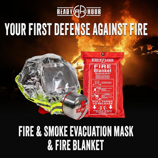 Fire Evacuation Mask & Fire Blanket | Emergency Fire Safety Kit for Home | Smoke Protection Survival Gear for Kids and Adults
