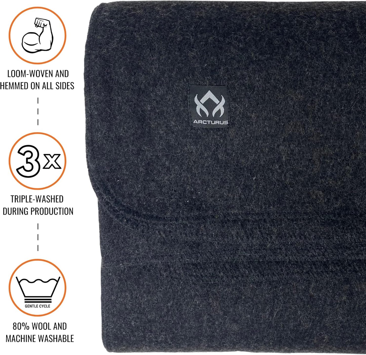 Arcturus Charcoal Wool Blanket and Carry Straps Bundle