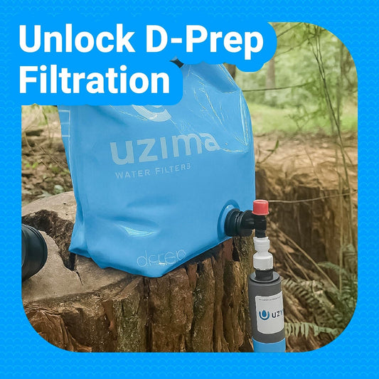Uzima D-Prep Upgrade Kit – Gravity Water Filter & Adapter for D-Prep Bags – Convert Water Storage into a Portable Emergency Filtration System for Survival, Camping, and Disaster Response