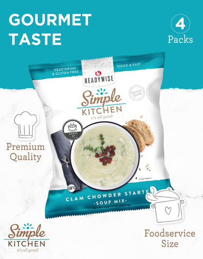 Simple Kitchen Garden Vegetable Soup Mix - 17 Servings for Meal Prep, Gluten Free, Vegetarian, Dehydrated & Freeze Dried Survival Food for Camping Meals, Backpacking & Hiking, Survival Kit, Pack of 4