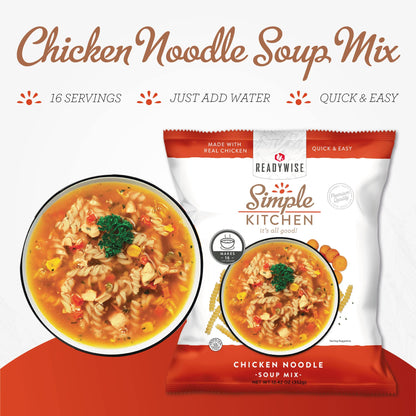 READYWISE - Simple Kitchen, Tomato Basil Soup, 17 Servings, MRE, Gluten Free, & Vegetarian, Food, Soup Mix, for Events, Hiking, Emergency Food Supply, Camping Essentials, or Daily Use, 1 Pack