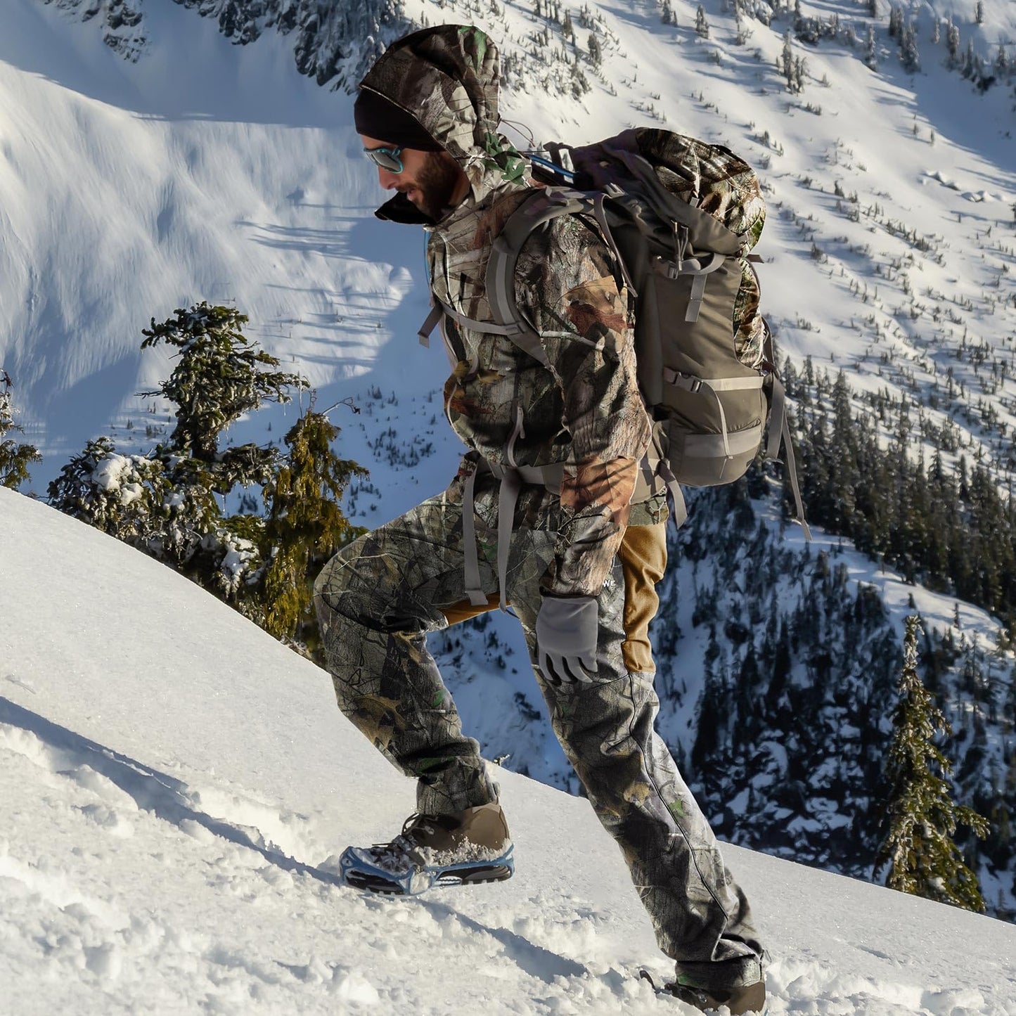 TIDEWE Hunting Pants Heated for Men with Battery Pack, Water Resistant Rechargeable Hiking Pants for Trekking Skiing Climbing