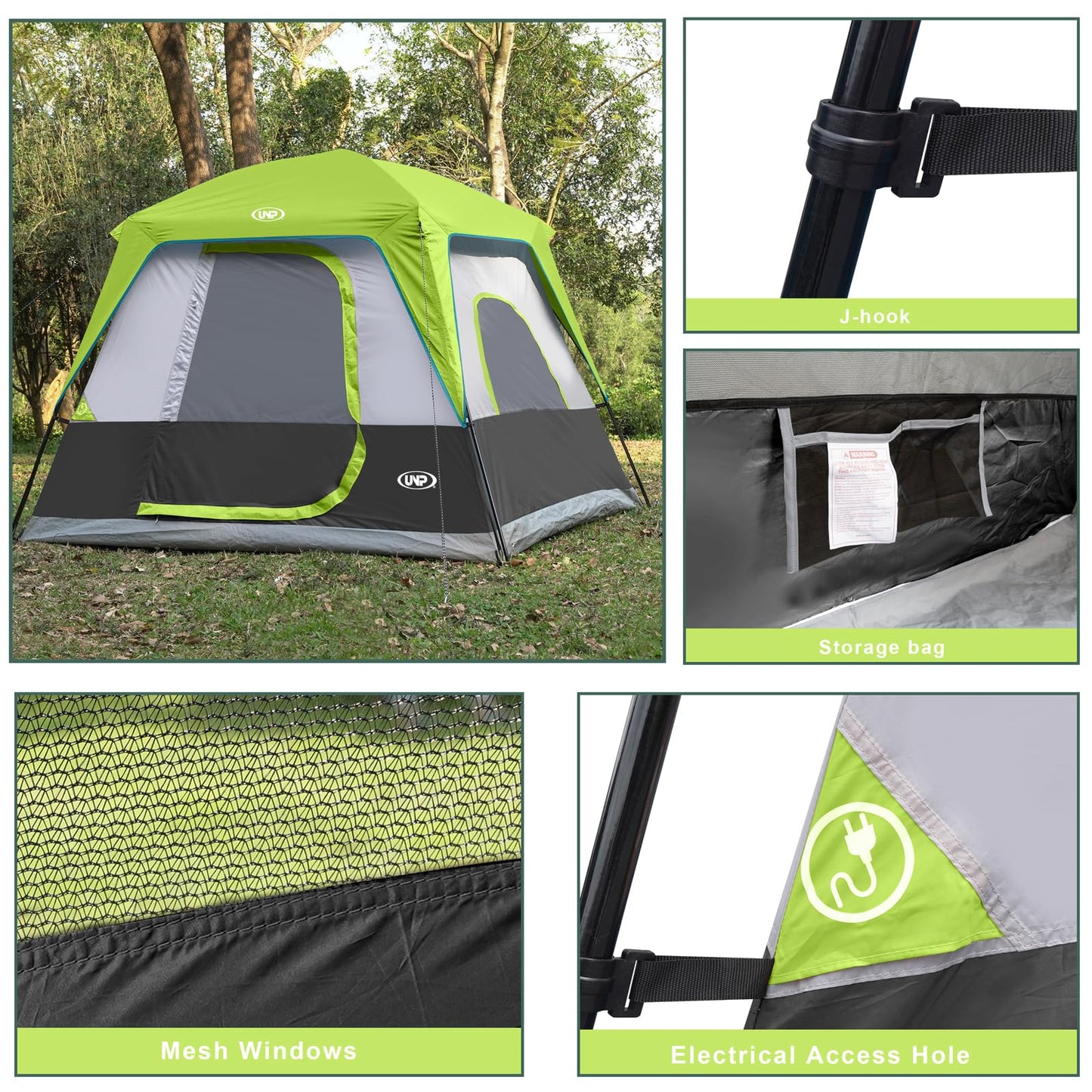 UNP 2/4/6/8 Person Tent, Portable Cabin Tent, Camping Tent 4-Person Easy Set Up, Waterproof with Top Rainfly for Outdoor Camping/Hiking | Easy Set Up, Waterproof, Top Rainfly