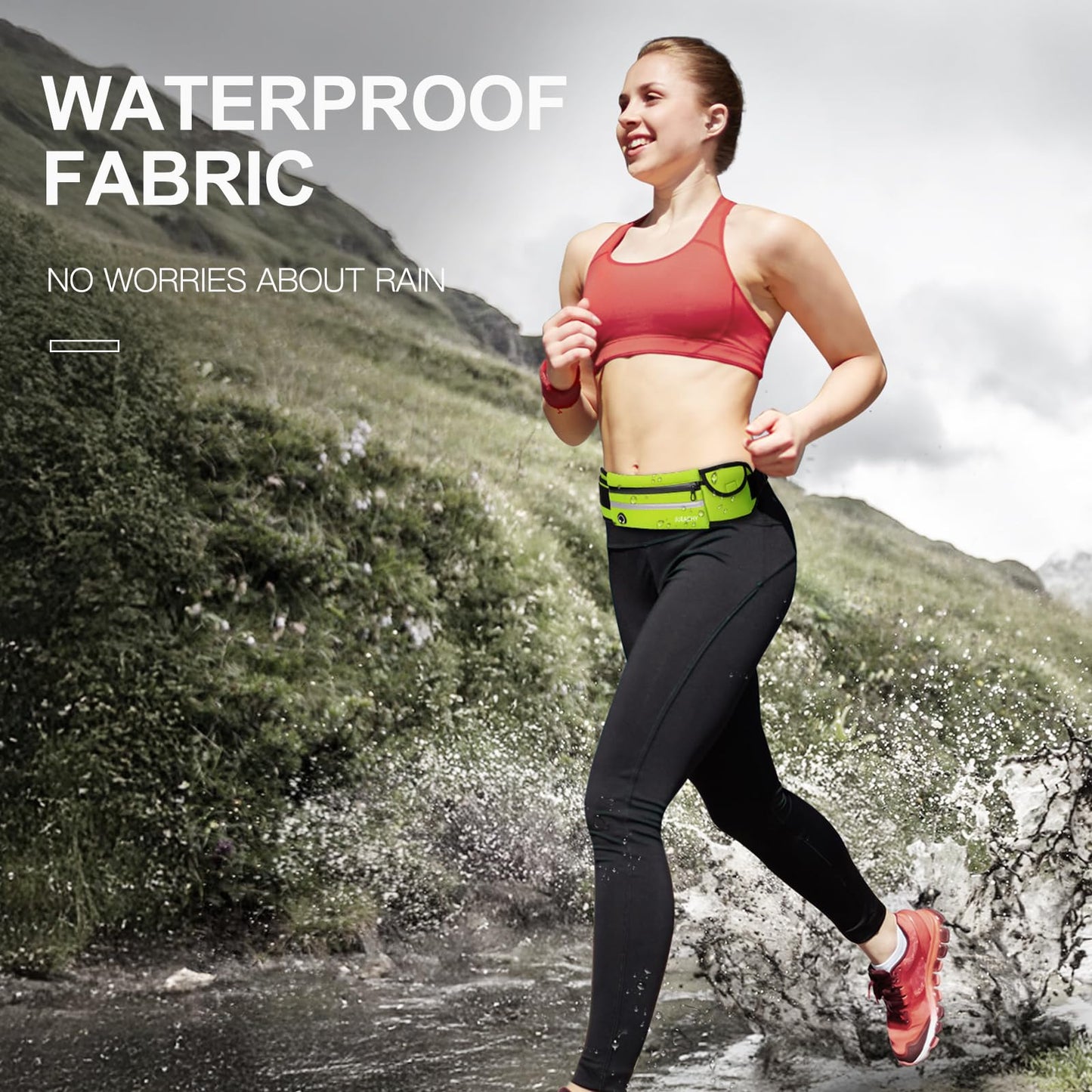 Jueachy Running Belts for Women Waterproof Fanny Pack Running Waist Pouch Phone holder Adjustable Sports Money Belt with Headphone Port