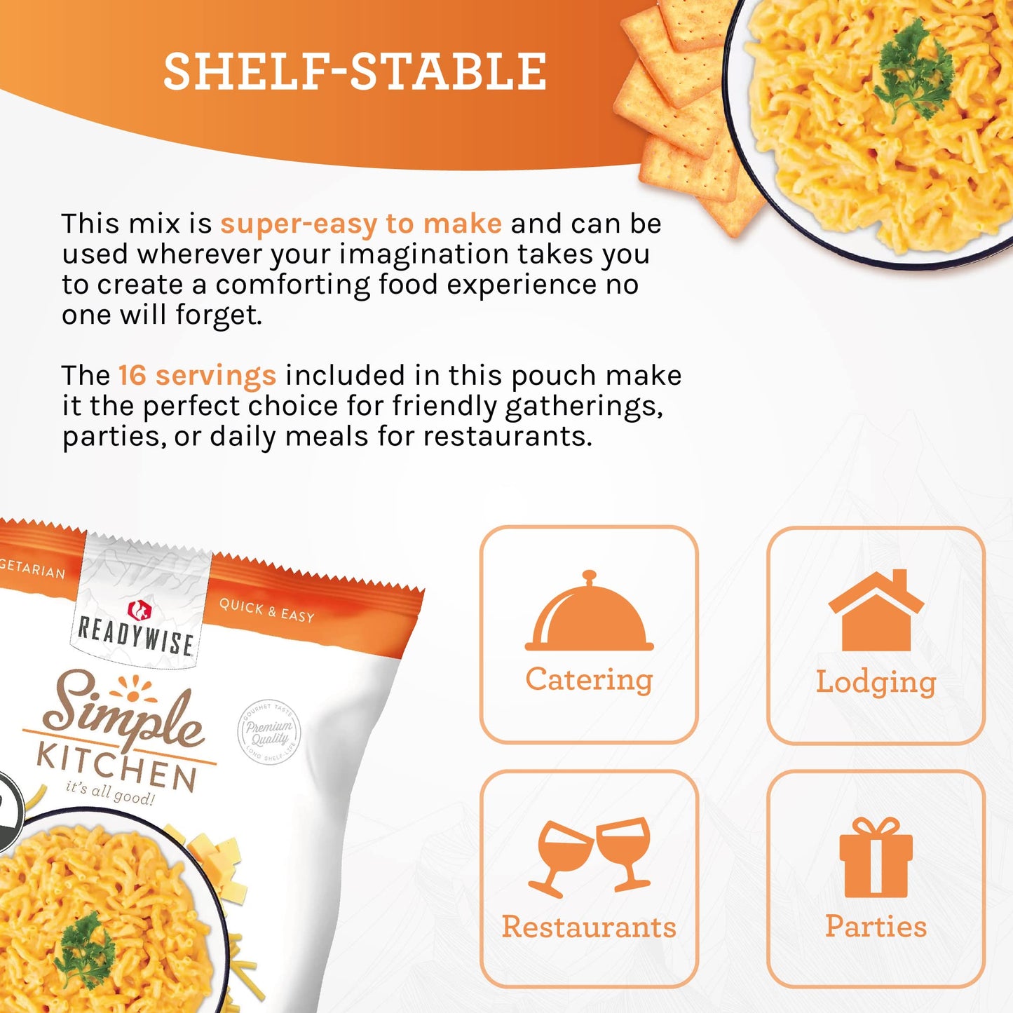 READYWISE - Simple Kitchen, Tomato Basil Soup, 17 Servings, MRE, Gluten Free, & Vegetarian, Food, Soup Mix, for Events, Hiking, Emergency Food Supply, Camping Essentials, or Daily Use, 1 Pack