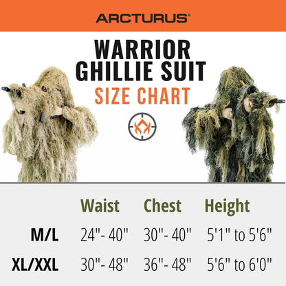 Arcturus Warrior Ghillie Suit - Camouflage Hunting Suit for Men, Military, Hunters, Snipers & Airsoft
