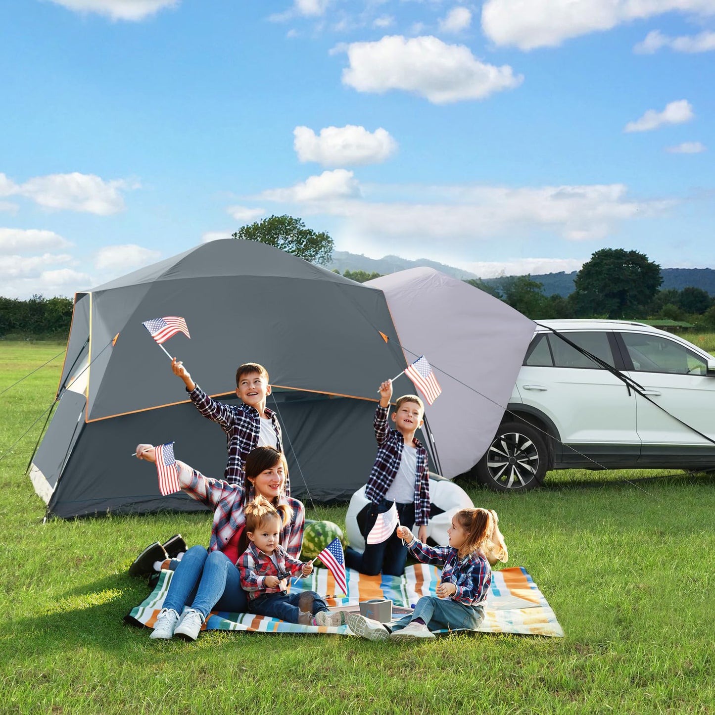 UNP SUV Dome Tent for Camping, Outdoor 6 Person Car Camping Tent, Easy Set Up SUV Tailgate Tent with Rainfly 10' x 10' Vehicle Camping Tent | for Camping, Outdoor, Car Camping Tent, Easy Set Up, SUV Tailgate Tent, with Rainfly