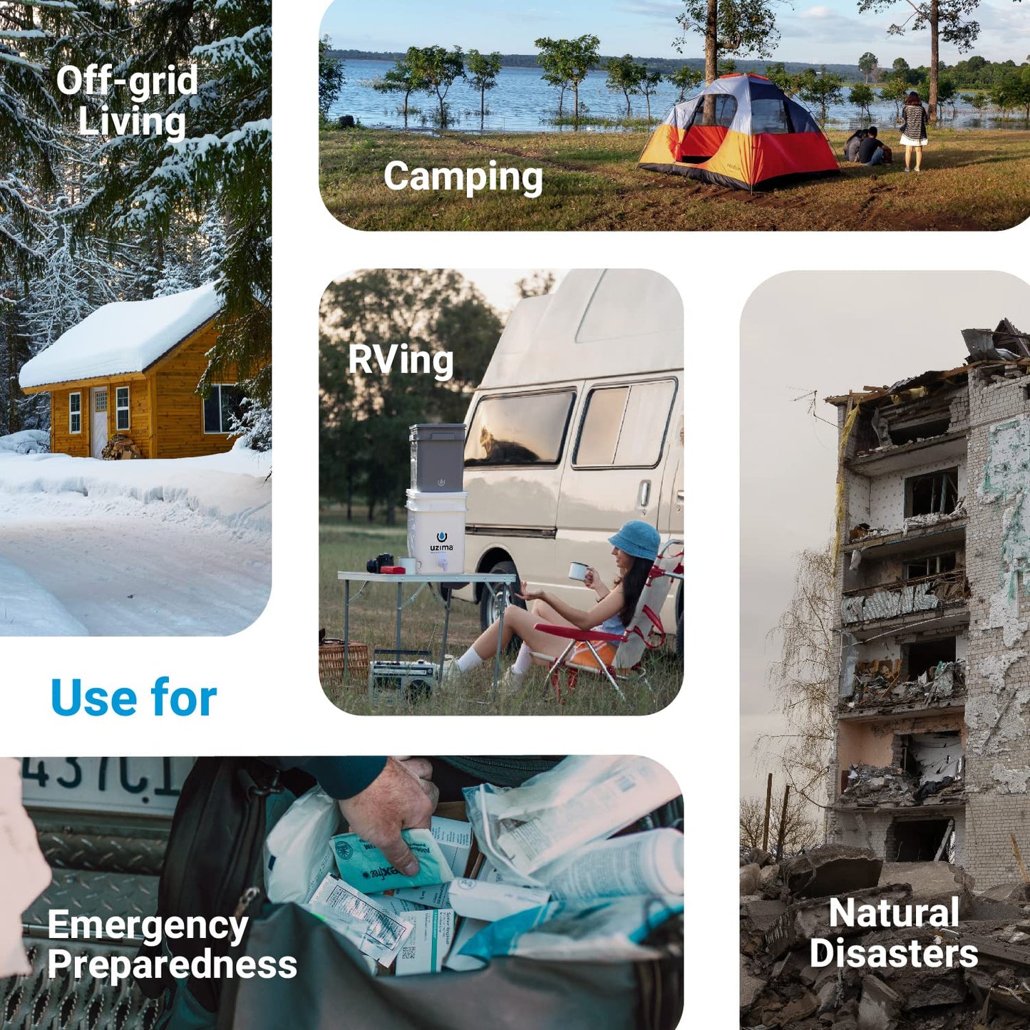 Uzima UZ-2 Camping Water Filter and Drinking Water Filter System, Portable Camping Essentials Purification Gear for Glamping, Hiking, and Hunting Essentials