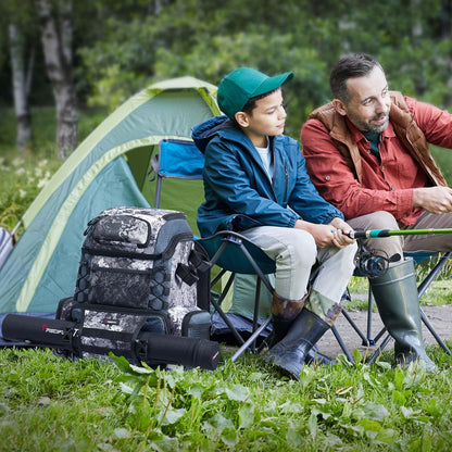 Piscifun Fishing Tackle Backpack with Rod Holders & 4 Tackle Boxes, 42L Outdoor Fishing Bag with Waterproof Rain Cover