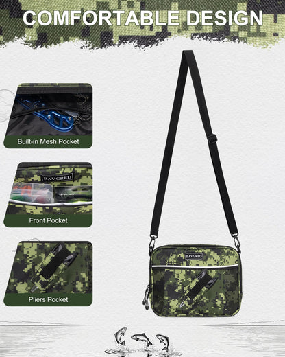 BAVGRED Fishing Backpack with Removable Bait Binder, Large Water Resistant Tackle Bag Storage Gear and Equipment for Fishing, Camping, Hiking, Grey