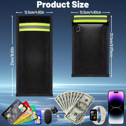 2 Pack Faraday Bags for Phones & Car Keys, Anti-Tracking Anti-Theft Signal Blocking Pouch, Faraday Key Fob Protector