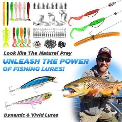 PLUSINNO Fishing Backpack with Fishing Rod and Reel Combos Tackle Boxes, Waterproof Tackle Backpack for Fishing Gear with Rod Holder, Fishing Gifts for Men with Fishing Tool Kit...