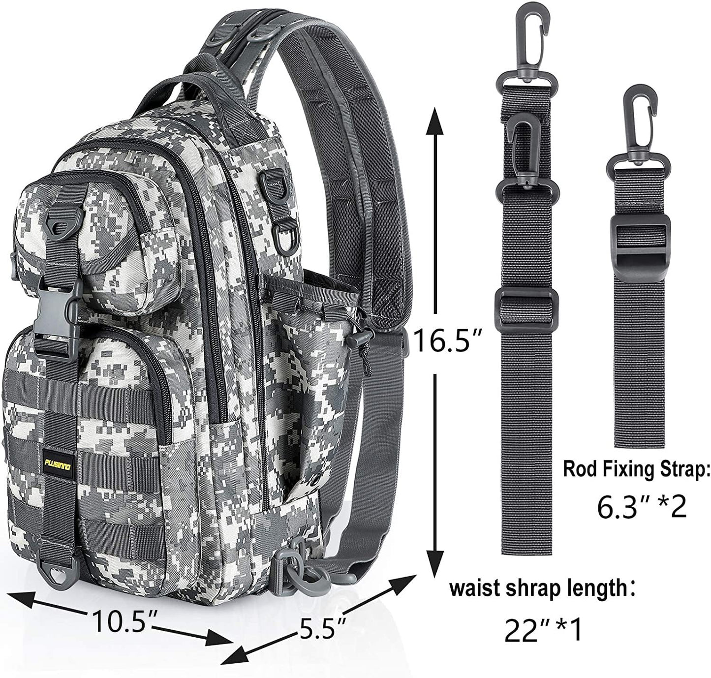 PLUSINNO Fishing Backpack with Fishing Rod and Reel Combos Tackle Boxes, Waterproof Tackle Backpack for Fishing Gear with Rod Holder, Fishing Gifts for Men with Fishing Tool Kit...