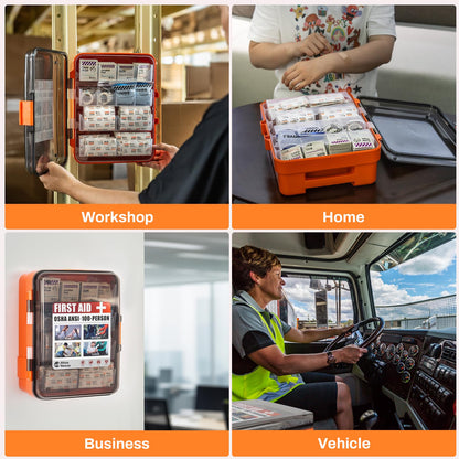 RHINO RESCUE 371 Pieces OSHA All-Purpose First Aid Kit, Home & Office Professional Medical Supplies, Ideal for Emergency, School, Business