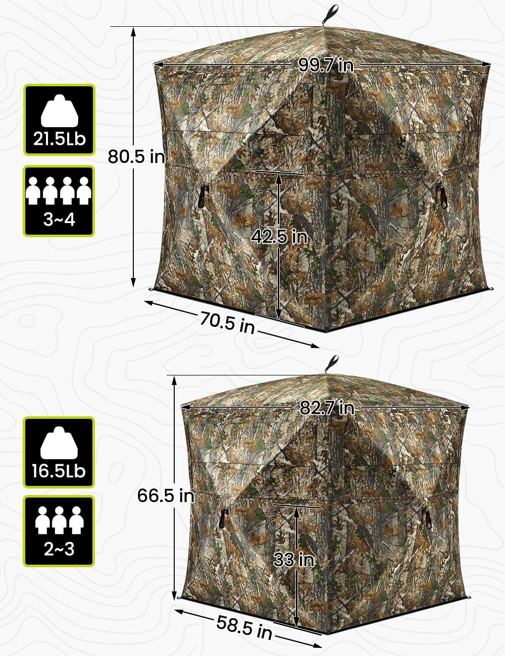 TIDEWE Hunting Blind 270°See Through with Carrying Bag, Pop Up Ground Blinds, Portable Resilient Hunting Tent (Forest Fade Camo)