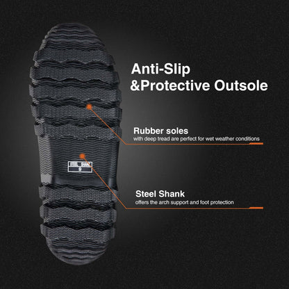 TIDEWE Rubber Boots for Men Multi-Season, Waterproof Rain Boots with Steel Shank, 6mm Neoprene Sturdy Rubber Outdoor Hunting Boots (Black, Brown, Next Camo G2)