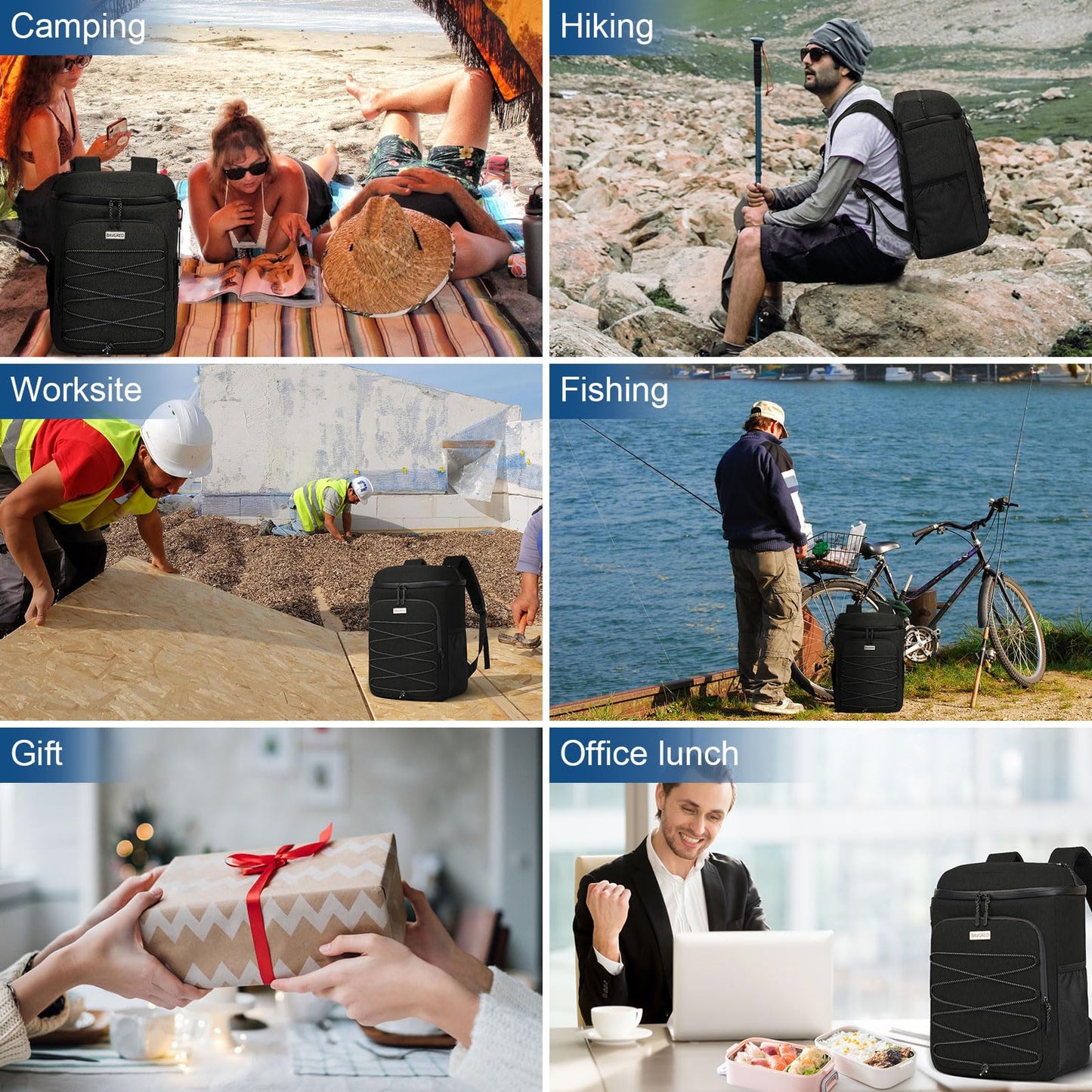 BAVGRED Cooler Backpack Insulated Leak Proof 30 Cans for Men Women,Waterproof Soft Cooler Bag，Lightweight Ice Chest Lunch Backpack for Beach Camping Picnic Travel Worksite Fishing