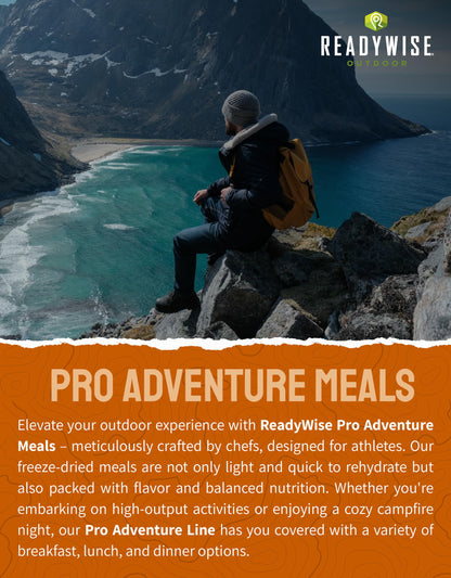 ReadyWise Outdoor Pro Adventure Meal - Breakfast Skillet, 2 Servings, 1 Pouch, Gluten Free, 700 Calories, 36g Protein, Freeze Dried Food & Dehydrated Backpacking Camping Meals, up to 5 Year Shelf Life