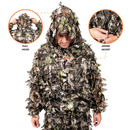 Arcturus 3D Leafy Ghillie Suit -1,000 Laser-Cut Leaves | Lightweight, Breathable Camouflage for Hunting, Paintball & Airsoft