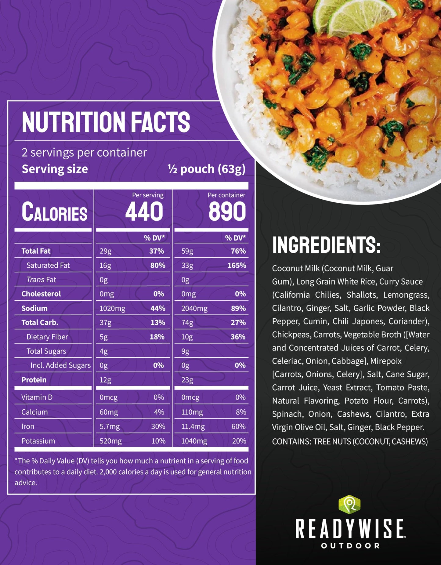 ReadyWise Outdoor Pro Adventure Meal - Breakfast Skillet, 2 Servings, 1 Pouch, Gluten Free, 700 Calories, 36g Protein, Freeze Dried Food & Dehydrated Backpacking Camping Meals, up to 5 Year Shelf Life