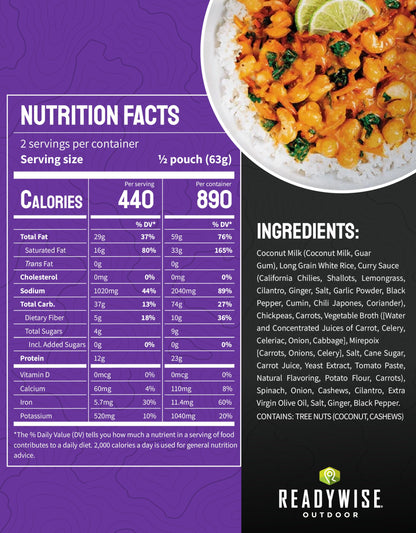 ReadyWise Outdoor Pro Adventure Meal - Breakfast Skillet, 2 Servings, 1 Pouch, Gluten Free, 700 Calories, 36g Protein, Freeze Dried Food & Dehydrated Backpacking Camping Meals, up to 5 Year Shelf Life