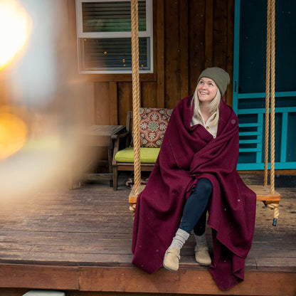 Arcturus Wine Wool Blanket and Blanket Strap Bundle