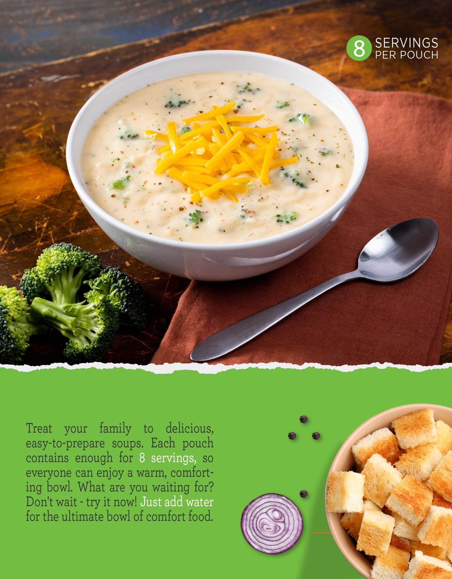 READYWISE - Simple Kitchen, Soup Sampler, Variety Pack, 8 Servings Per Pouch, Soup Mix, Family Size, Gluten Free Options, Freeze Dried Food, Soup for Family, Pack of 8