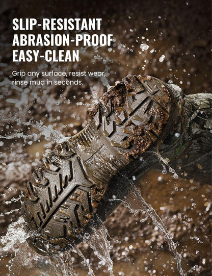 TIDEWE Men's Hunting Boots, Odor-Control Lining, 600g Warmth, Waterproof Insulated Rubber Boots with 5mm Neoprene, Lightweight EVA Outsole, Adjustable Calf Gusset, Slip-Resistant Grip