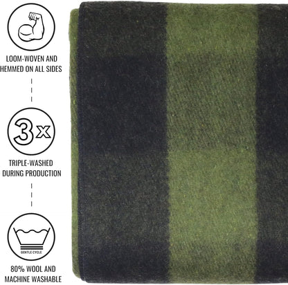 Arcturus Green Buffalo Wool Blanket and Carry Straps Bundle