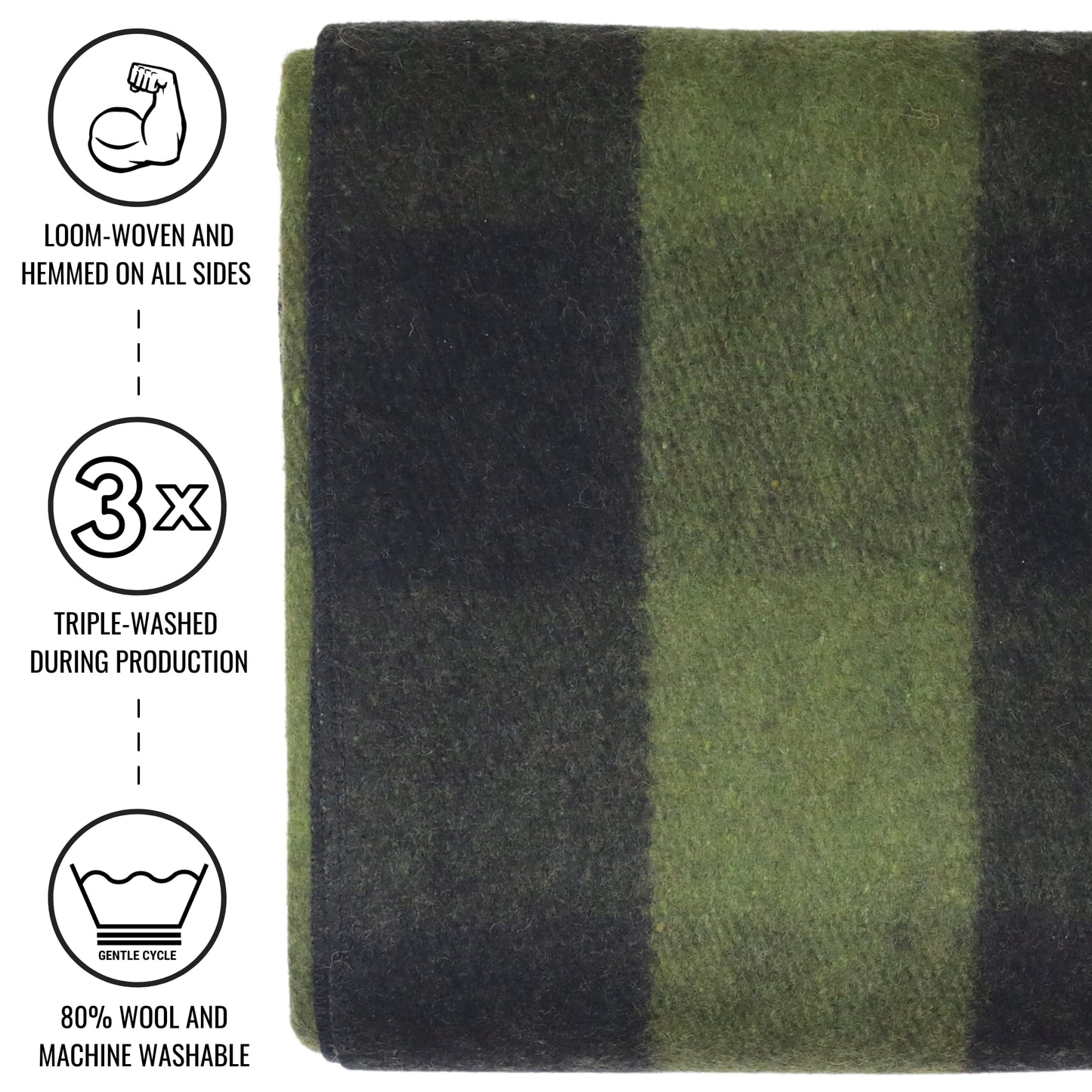 Arcturus Military Wool Blanket - Warm, Thick, Washable - Great for Outdoors, Camping, Stadium Blanket, Picnics, Travel - Car & Bushcraft Survival Kits