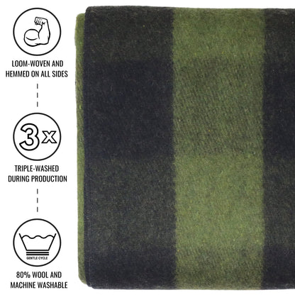 Arcturus Military Wool Blanket - Warm, Thick, Washable - Great for Outdoors, Camping, Stadium Blanket, Picnics, Travel - Car & Bushcraft Survival Kits