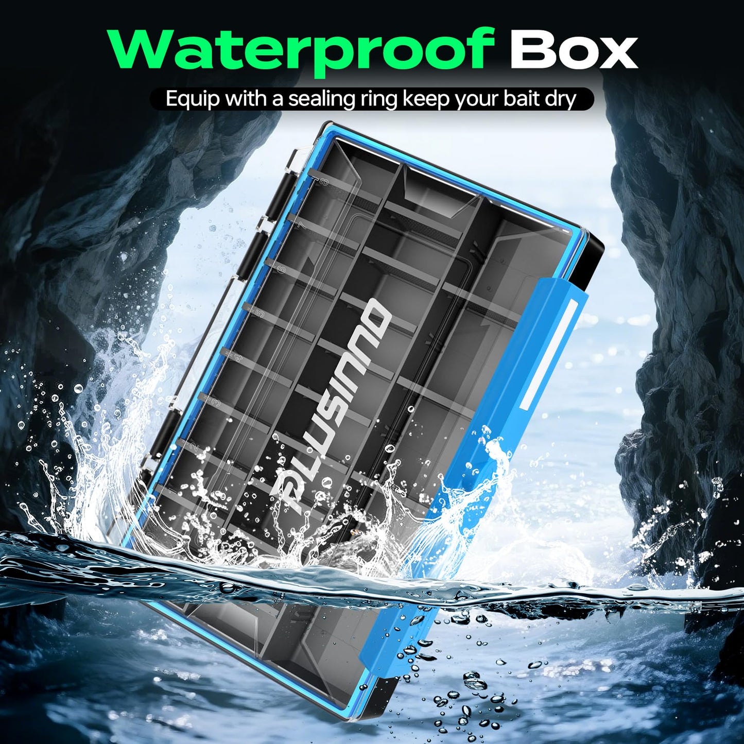 PLUSINNO Tackle Box Organizer, 1/2 Packs Waterproof Tackle Trays, Fishing Tackle Box with Removable Dividers, Fishing Box Tackle Trays and Terminal Tackle Storage