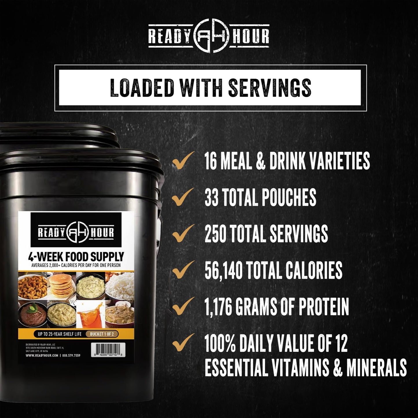 Ready Hour 72-Hour Emergency Food Kit Sample - Survival Meals Variety Pack for Disaster Prep, Freeze-Dried/Dehydrated Camping Food, Bug Out Bag MRE Alternative, Preparedness & Power Outage Supplies