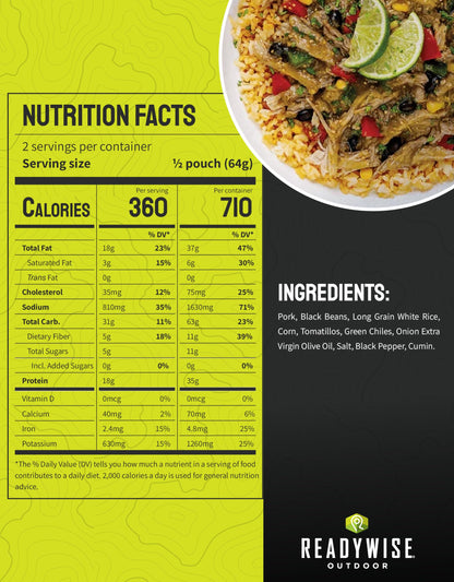 ReadyWise Outdoor Pro Adventure Meal - Breakfast Skillet, 2 Servings, 1 Pouch, Gluten Free, 700 Calories, 36g Protein, Freeze Dried Food & Dehydrated Backpacking Camping Meals, up to 5 Year Shelf Life